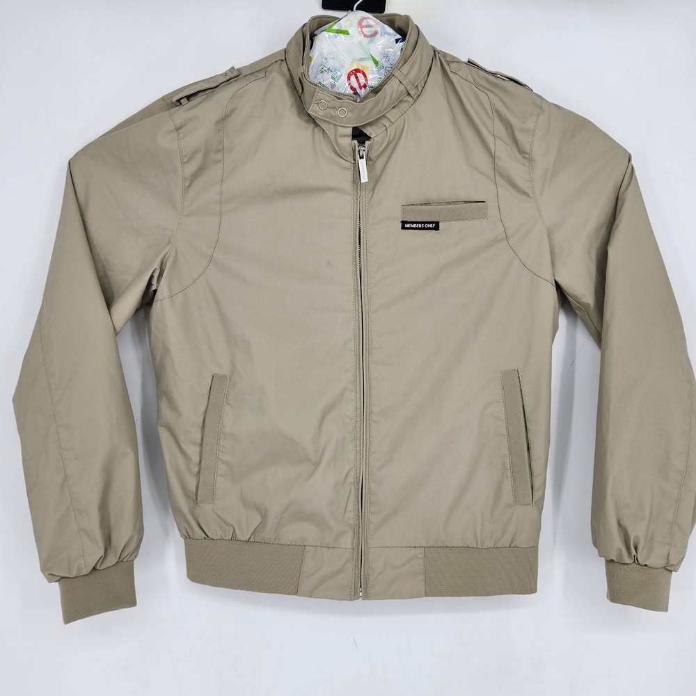 Vintage Members Only Jacket Mens Medium Classic Iconic Racer Tan Bomber FLAWS